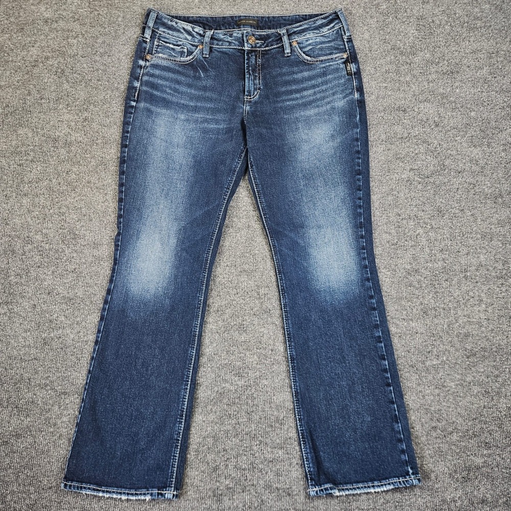 Silver Suki Slim Boot Jeans Women's 32 Mid Rise Dark Wash Stretch Flap Pockets